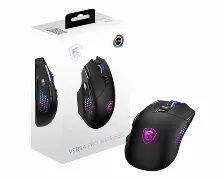 Mouse Msi Versa Pro Wireless óptico, 15 Botones, 26000 Dpi, Rf Wireless + Bluetooth + Usb Type-c, Negro